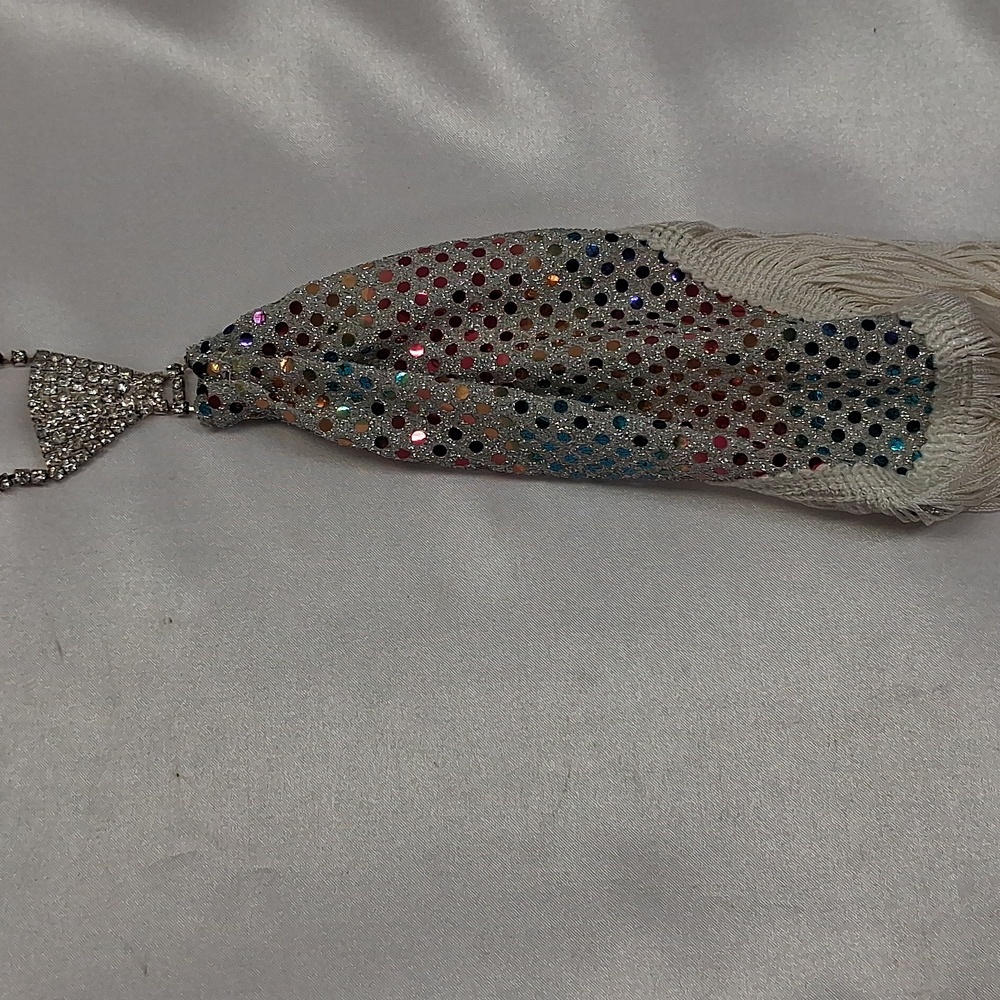 Silver Rhinestone  Fringe Neck Tie - Picture 2 of 5